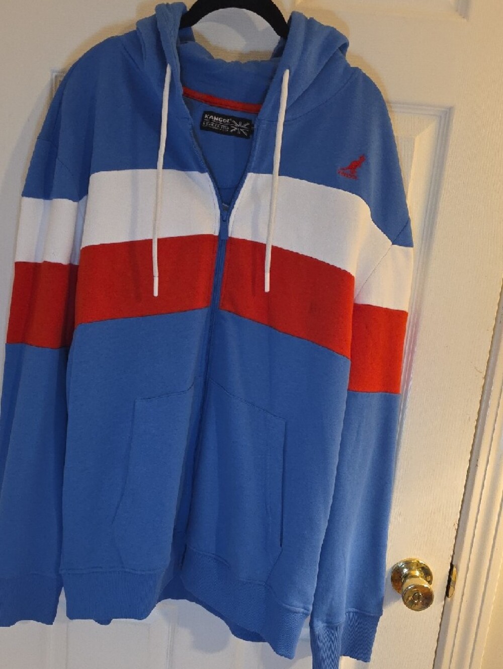 Kangol Blue White Red Striped Hooded Zip Jacket - Picture 2 of 6